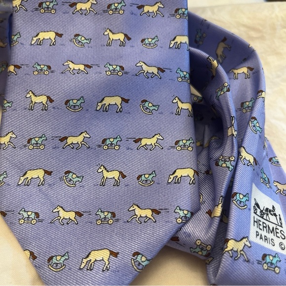 Hermes men’s tie horse print - Picture 5 of 5
